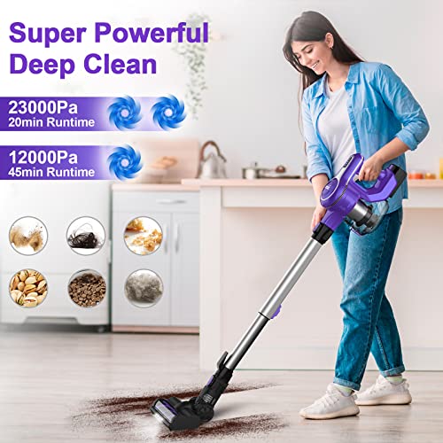 INSE Cordless Vacuum Cleaner, 23Kpa 265W Powerful Suction Stick Lilac