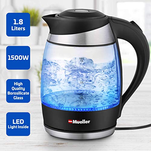 Mueller Premium 1500W Electric Kettle with SpeedBoil Tech, 1.8 Medium, Black