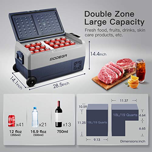 BODEGA 12 Volt Car Refrigerator, Portable Freezer, 36L, T 38 Quart (36L)
