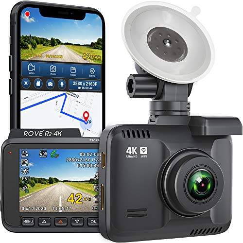 Rove R2-4K Dash Cam Built in WiFi GPS Car Dashboard Camera Recorder Black