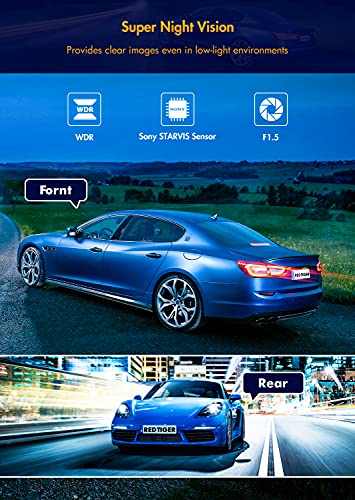 Dual Dash Cam Built-in WiFi GPS Front 4K/2.5K and Rear 1080P Dash...