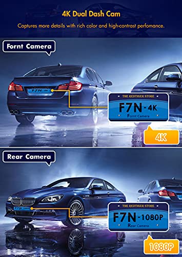 Dual Dash Cam Built-in WiFi GPS Front 4K/2.5K and Rear 1080P Dash...