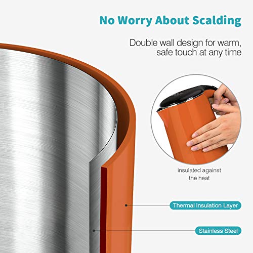 Secura SWK-1701DB The Original Stainless Steel Double Wall 1.8Qt, Orange