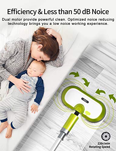 Cordless Electric Mop, Spin Mop with LED 5 Piece Set, Green