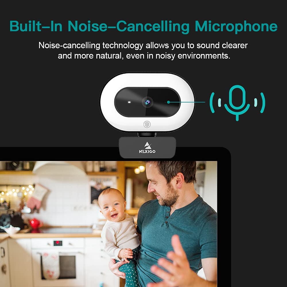 NexiGo StreamCam N930E with Software, 1080P Webcam Ring Light and Black