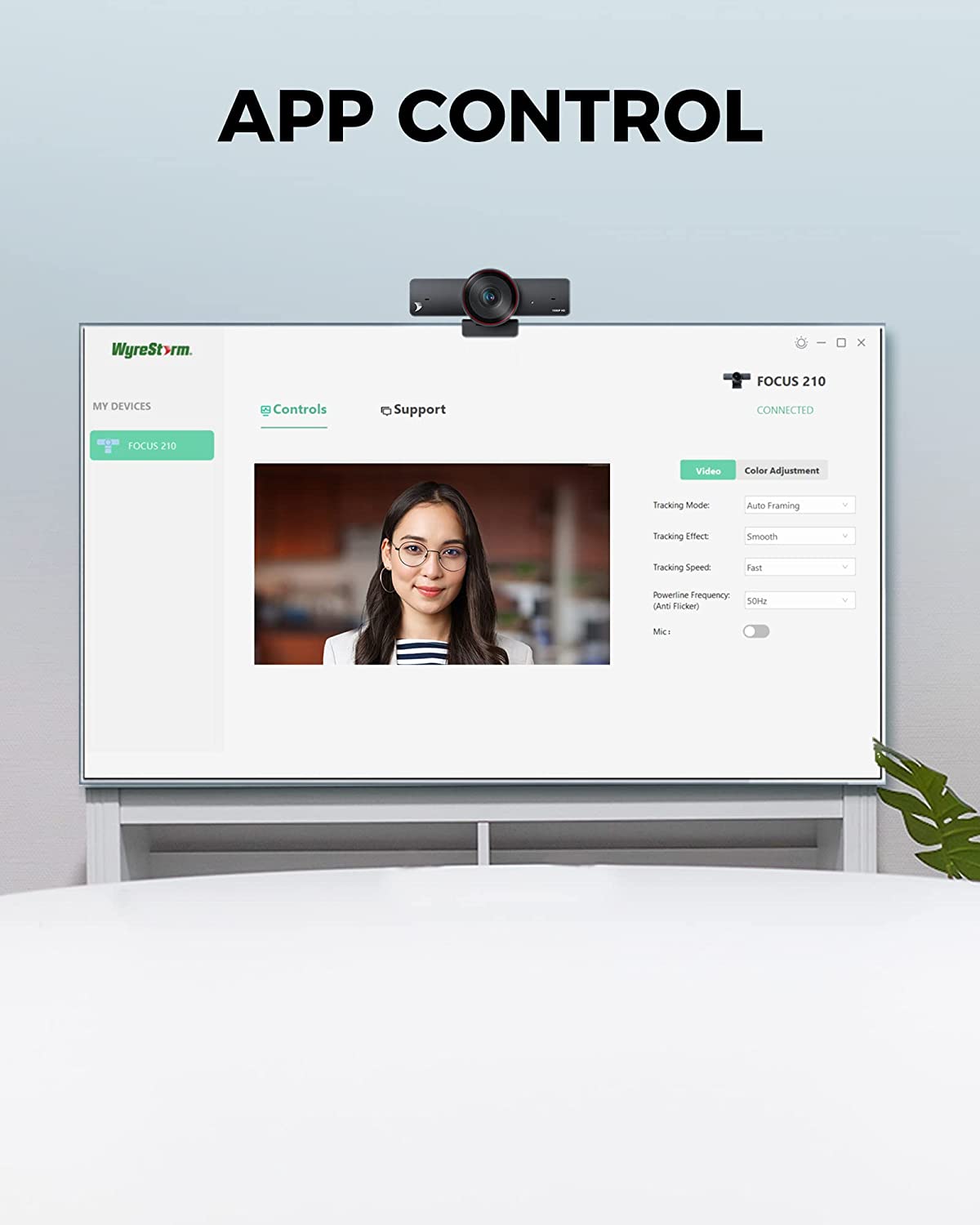WyreStorm 1080P Webcam with Dual Microphones, 100° Wide-Angle, AI HD