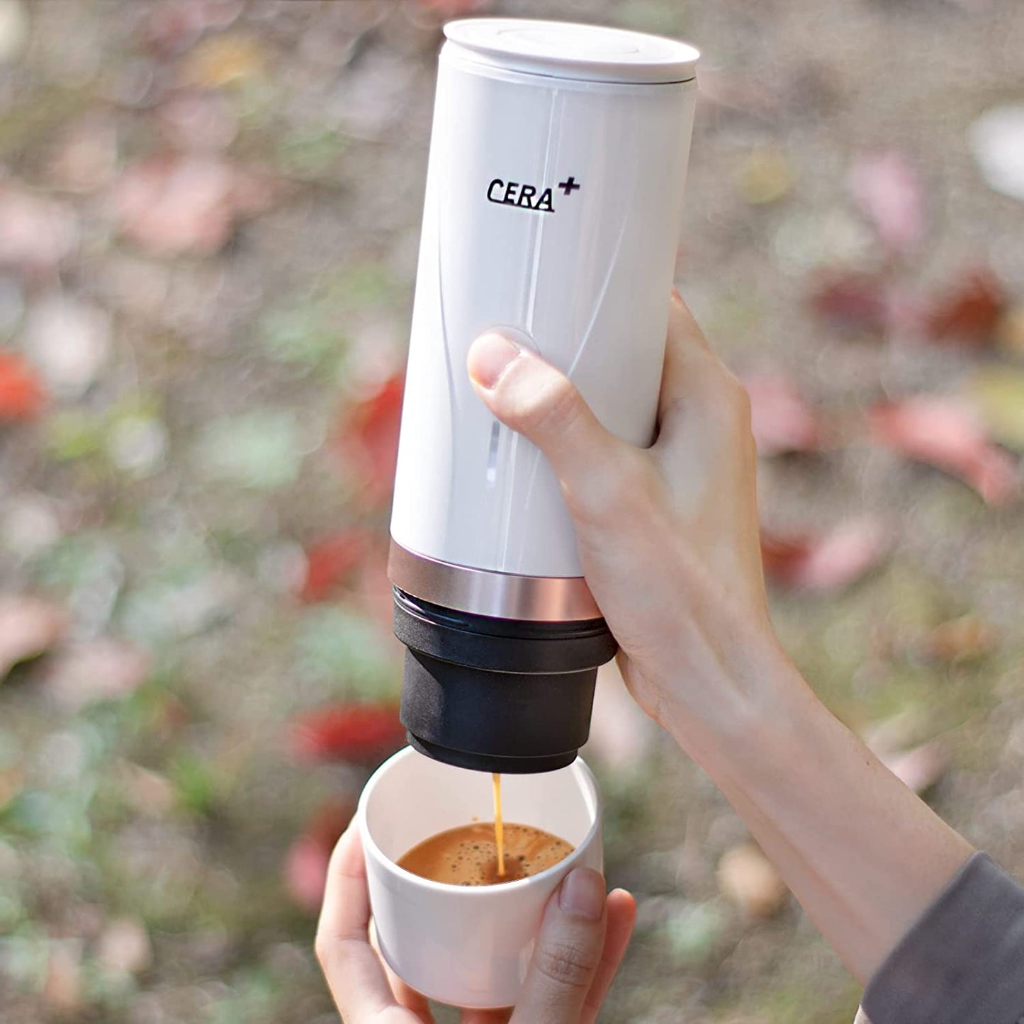CERA+ Portable Electric Coffee Maker, Rechargeable Mini Battery White