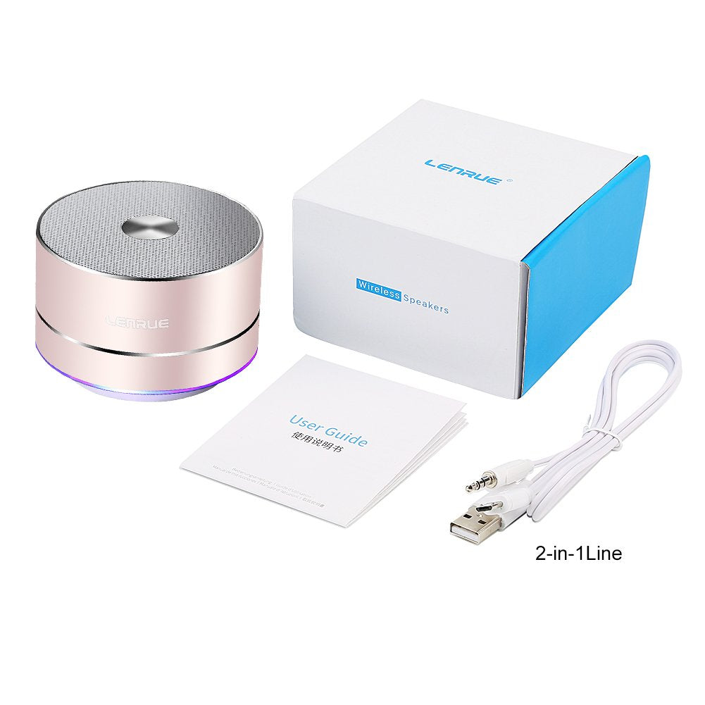 A2 LENRUE Portable Wireless Bluetooth Speaker with Rose Gold