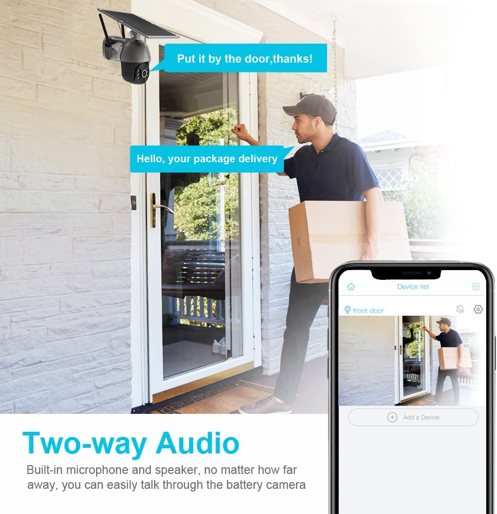 Home Security Camera Outdoor, Wireless WiFi Pan Tilt 360° View Spotlight Grey