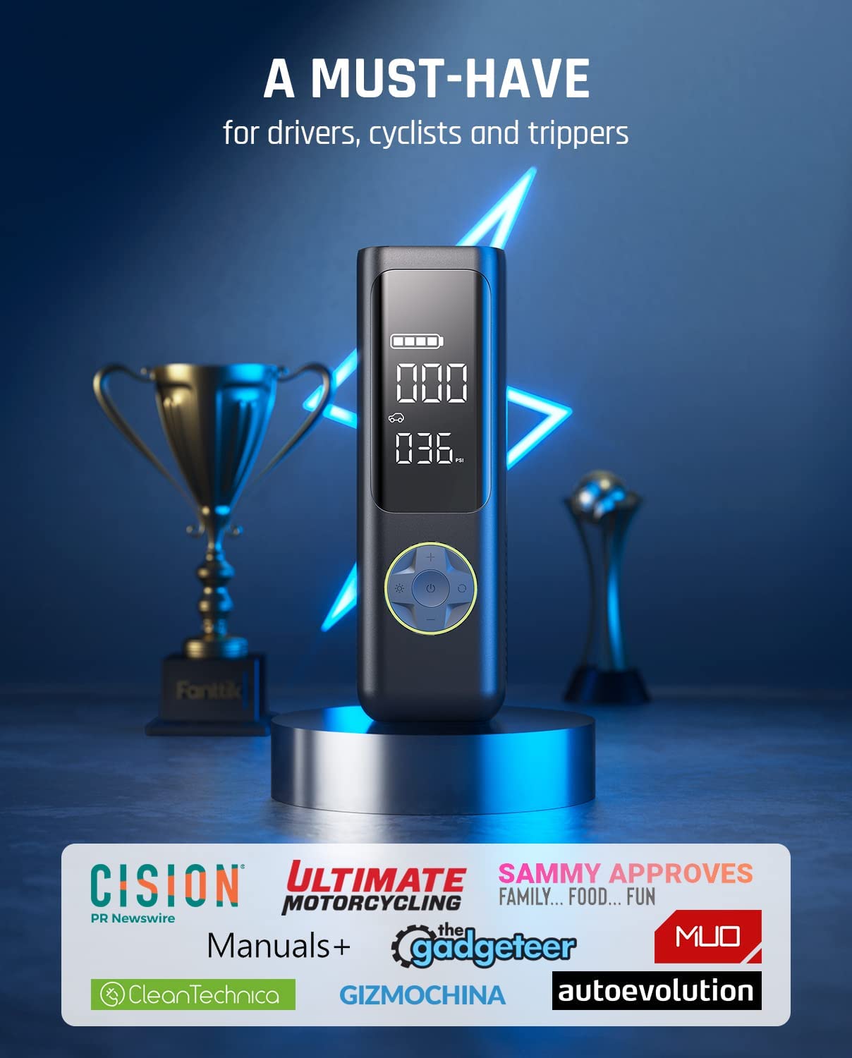 Fanttik X8 APEX Tire Inflator Portable Air Compressor, 2X Faster Black