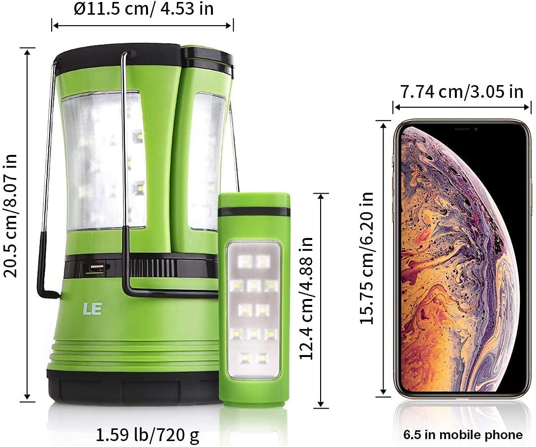 LE LED Camping Lantern Rechargeable, 600LM, Detachable Flashlight, Perfect...
