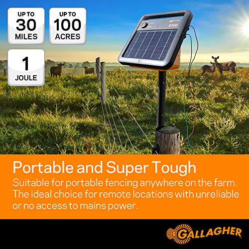 Gallagher S100 Solar Electric Fence Charger | Powers Up to 30 Mile / 100...