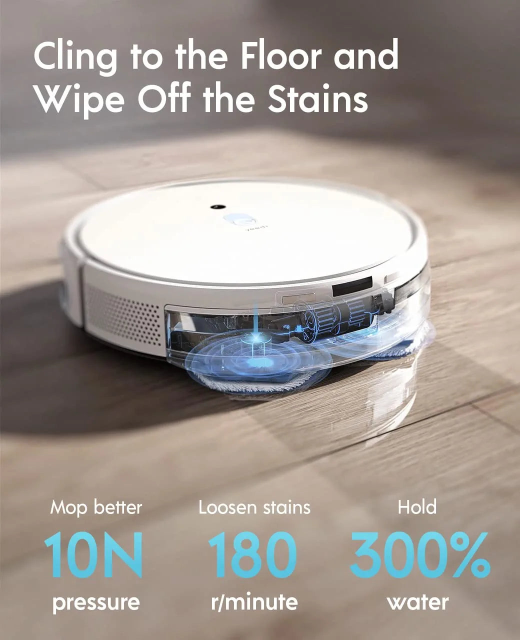 Yeedi mop Station pro Robot Vacuum and Mop, Self-Cleaning 3 in 1, White