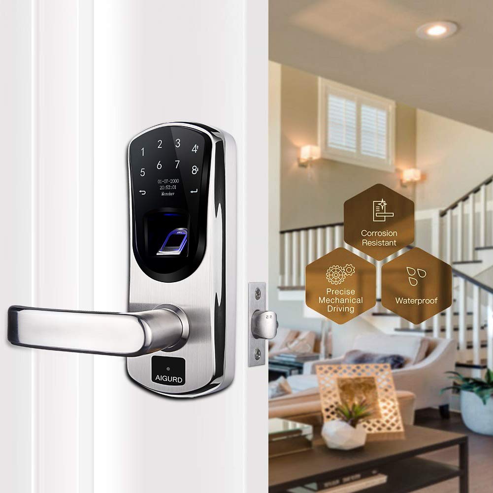 AIGURD Fingerprint Smart Door Lock, Biometric Keyless Electronic Left Handle