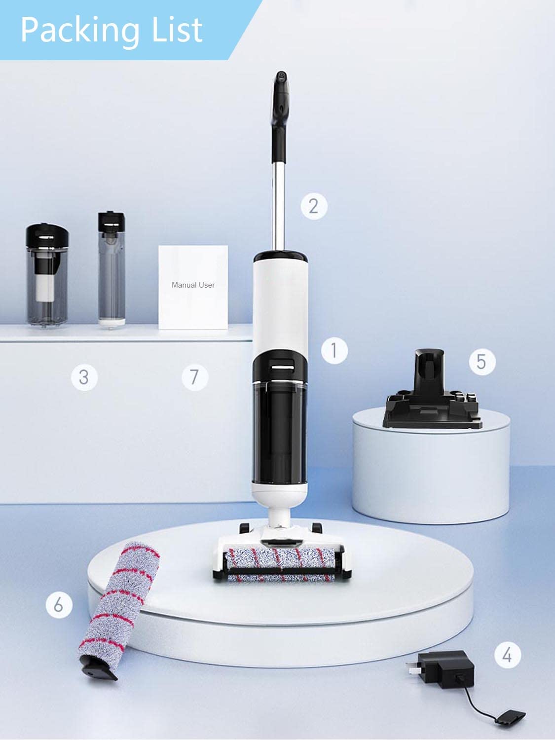 Cordless Wet Dry Vacuum Cleaner, Hardwood Floor Cleaner Mop All White