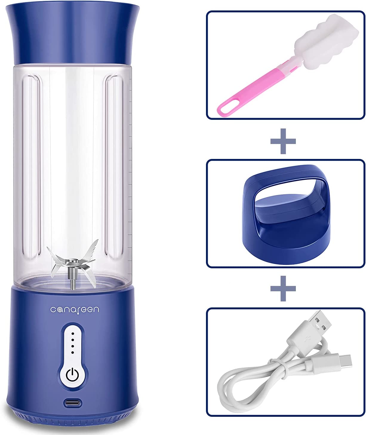 AIKIDS Portable Blender - 17Oz Personal for Smoothies and Shakes Blue