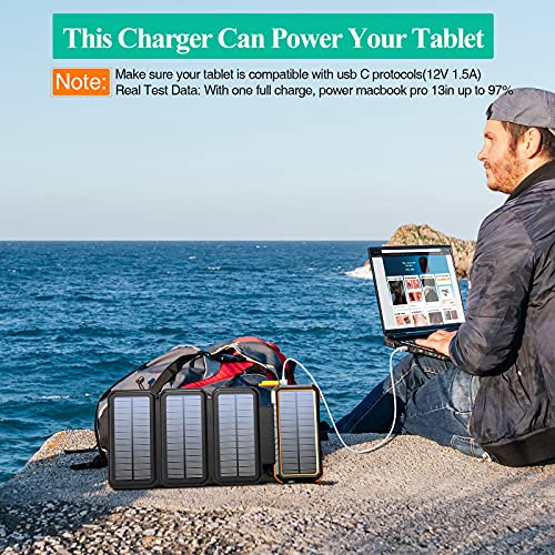 BLAVOR Solar Charger with Foldable Panels, Outdoor Power Bank 18W Fast Orange