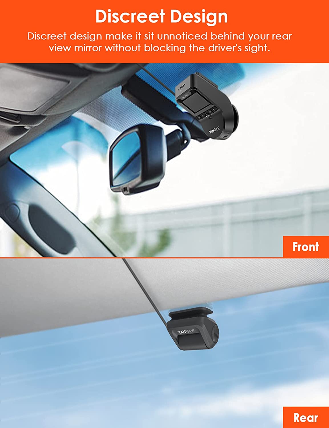 Vantrue S1 4K Dash Cam Built in GPS Speed, Front and Rear Dual 1080P Black