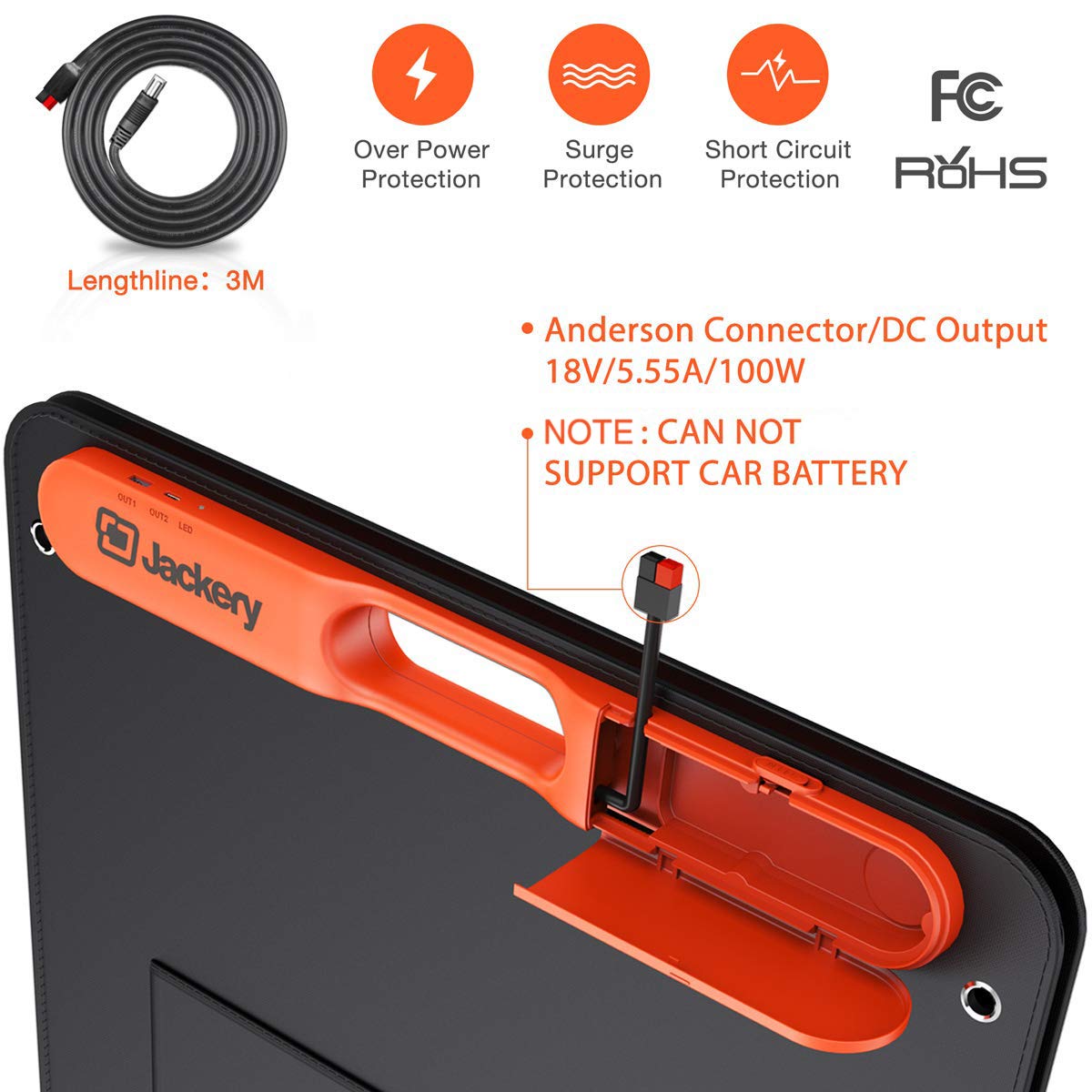 Jackery SolarSaga 100W Portable Solar Panel for Explorer 100W, Black