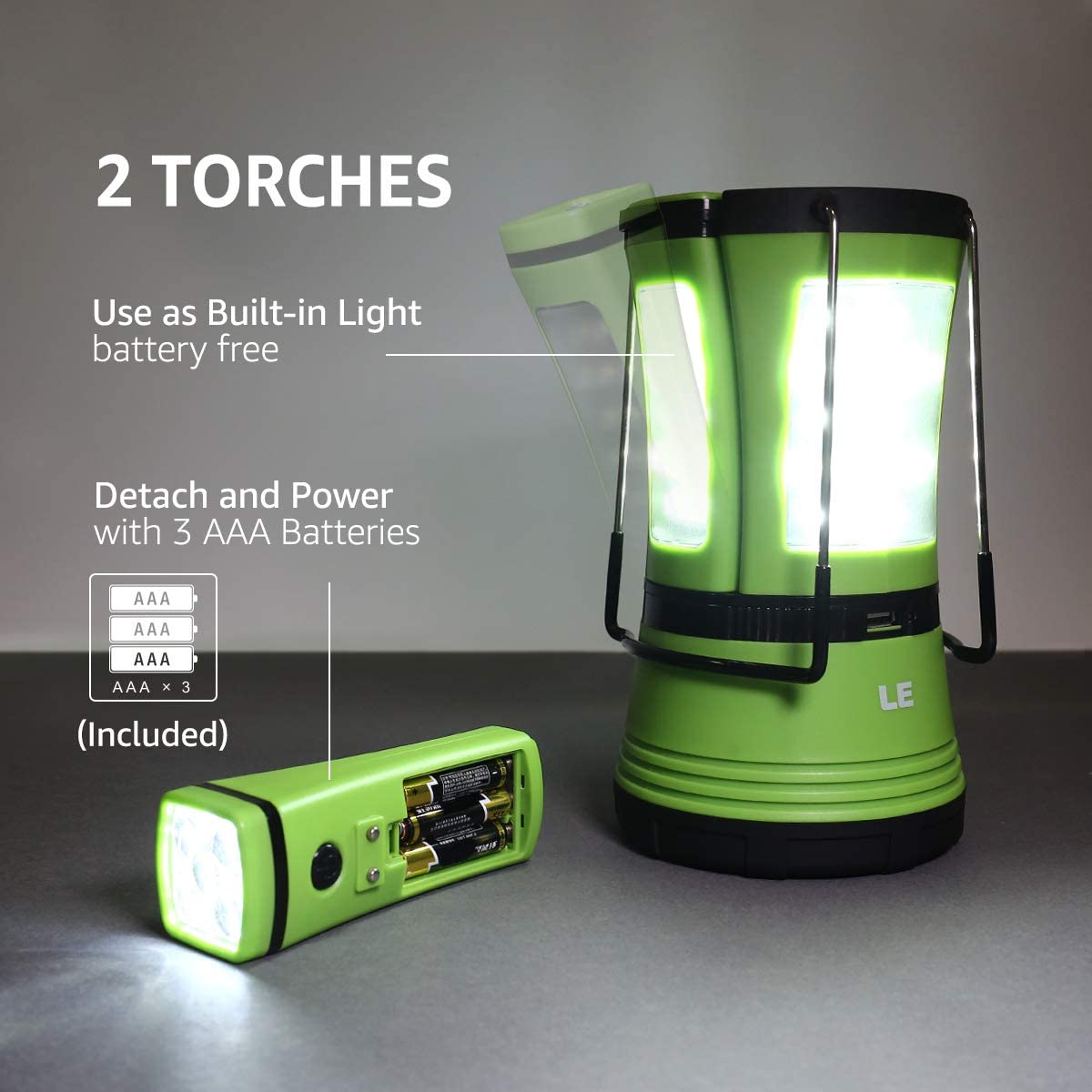 LE LED Camping Lantern Rechargeable, 600LM, Detachable Flashlight, Perfect...