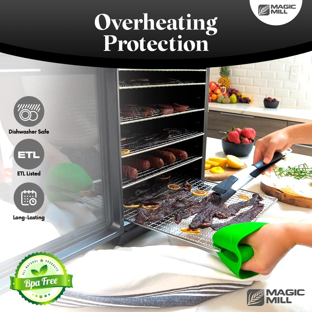 Magic Mill Food Dehydrator Machine - Easy 7 Trays Stainless Steel, Black