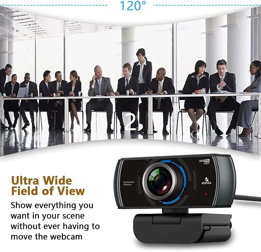 NexiGo N980P 1080P 60FPS Webcam with Microphone and Software Control, USB...