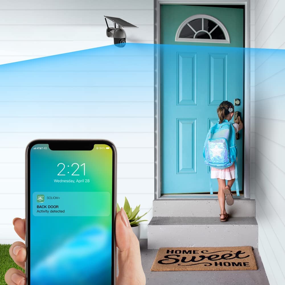 Home Security Camera Outdoor, Wireless WiFi Pan Tilt 360° View Spotlight Grey