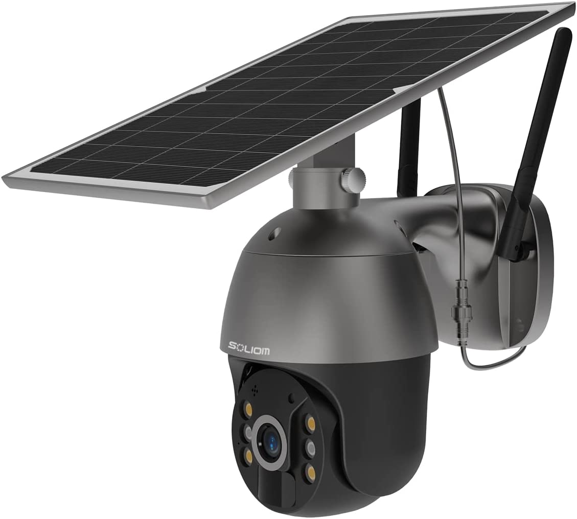 Home Security Camera Outdoor, Wireless WiFi Pan Tilt 360° View Spotlight Grey