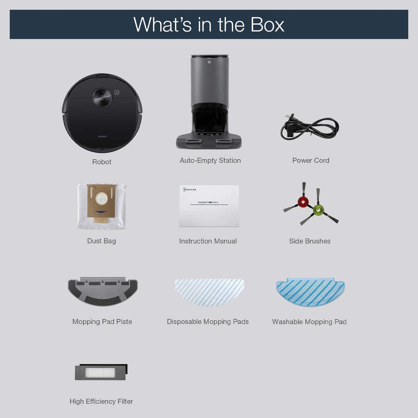 ECOVACS Deebot N8 Pro+ Robot Vacuum and Mop Cleaner, with Self Empty Black