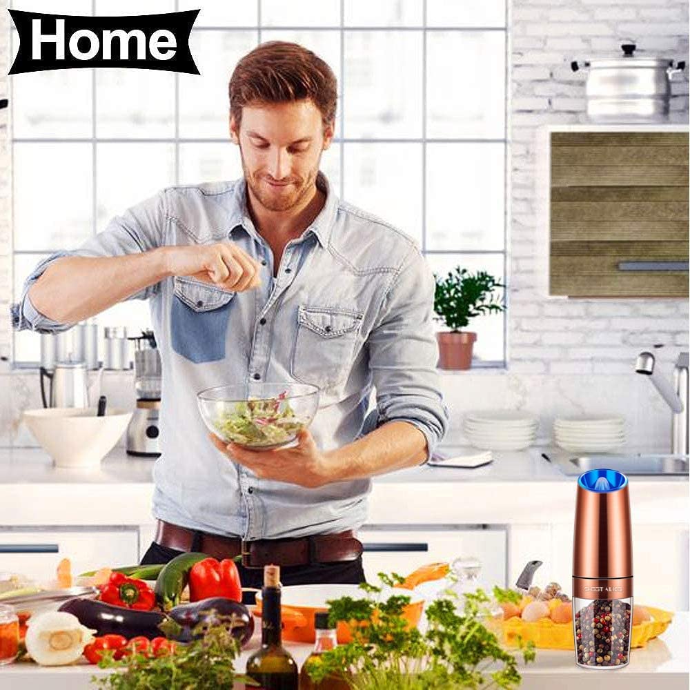 Gravity Electric Pepper and Salt Grinder Set, Adjustable Set / Copper