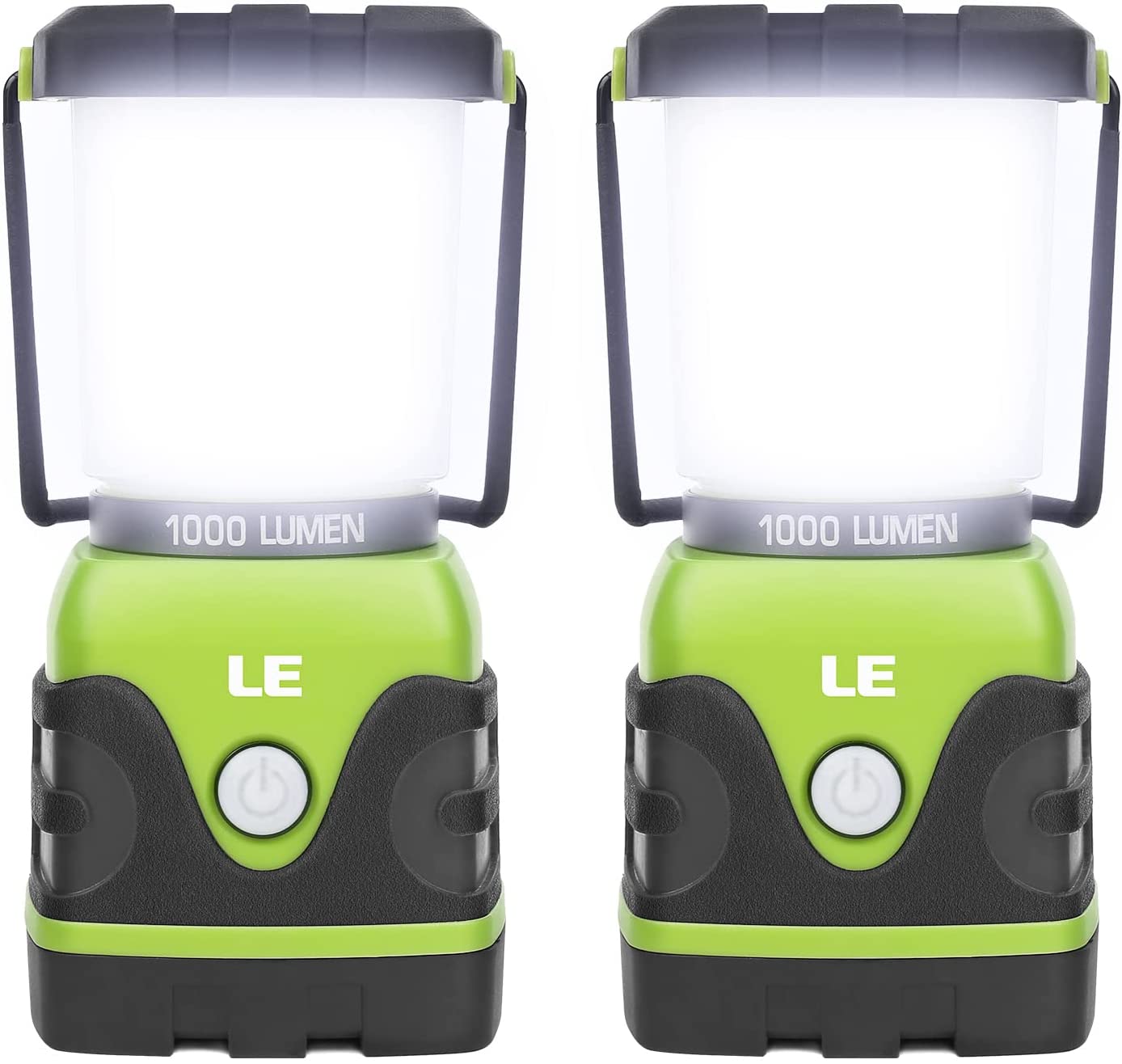 LE LED Camping Lantern, Battery Powered 1000lm Black and Green