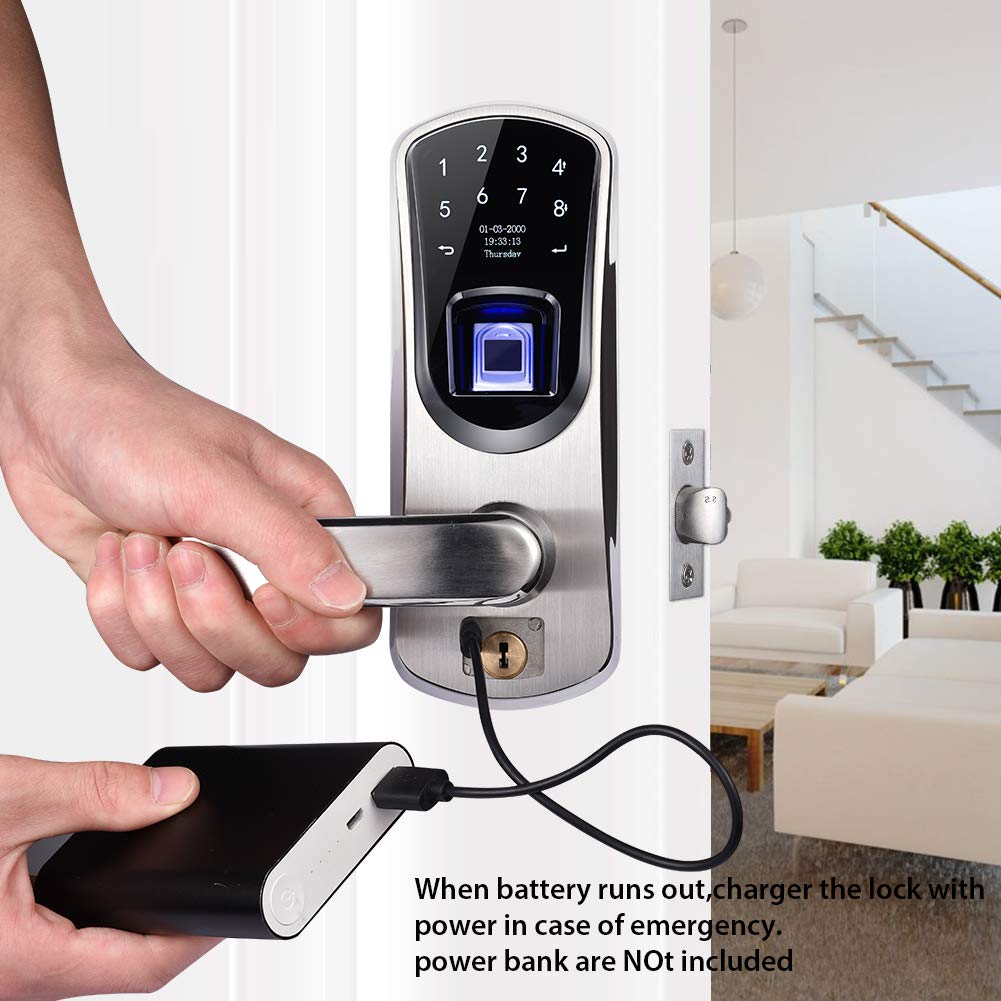 AIGURD Fingerprint Smart Door Lock, Biometric Keyless Electronic Left Handle