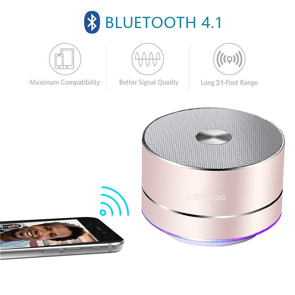 A2 LENRUE Portable Wireless Bluetooth Speaker with Rose Gold