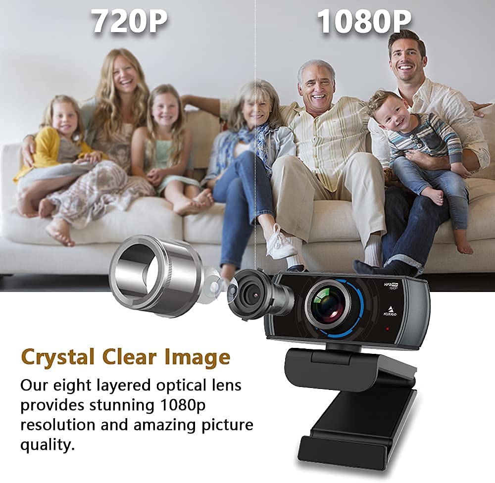 NexiGo N980P 1080P 60FPS Webcam with Microphone and Software Control, USB...