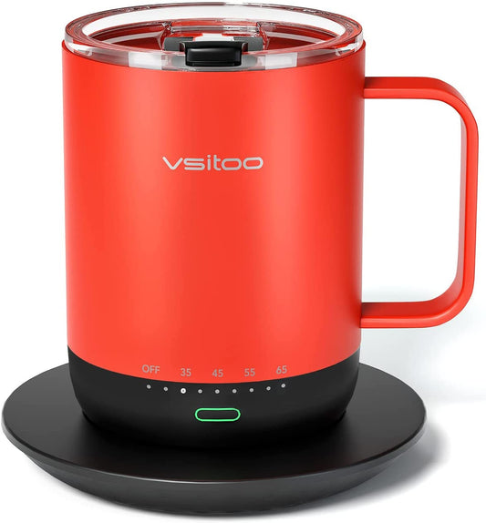 VSITOO Temperature Control Smart Mug with Lid, Coffee Warmer Mug...