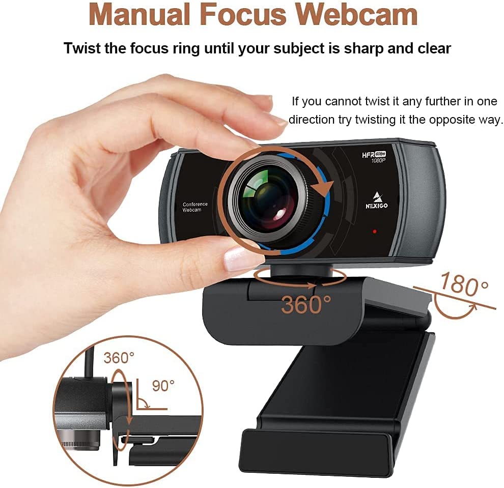 NexiGo N980P 1080P 60FPS Webcam with Microphone and Software Control, USB...