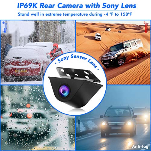 PORMIDO Mirror Dash Cam Backup Camera 12" Full Screen Rear View