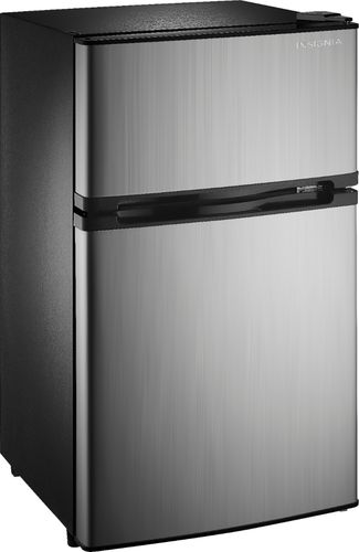 Insignia™ - 3.0 Cu. Ft. Mini Fridge with Top Freezer - Stainless steel