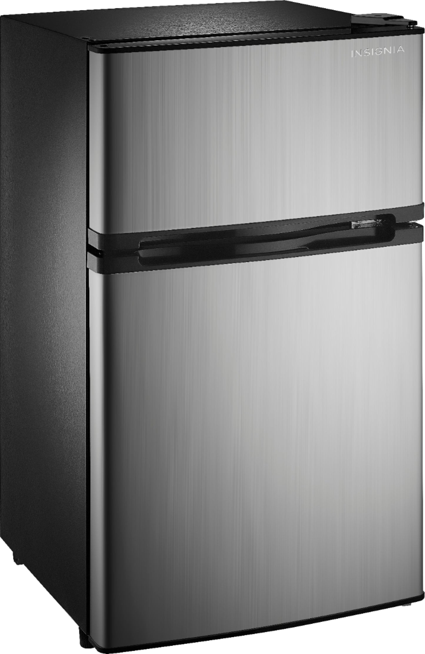Insignia™ - 3.0 Cu. Ft. Mini Fridge with Top Freezer - Stainless steel
