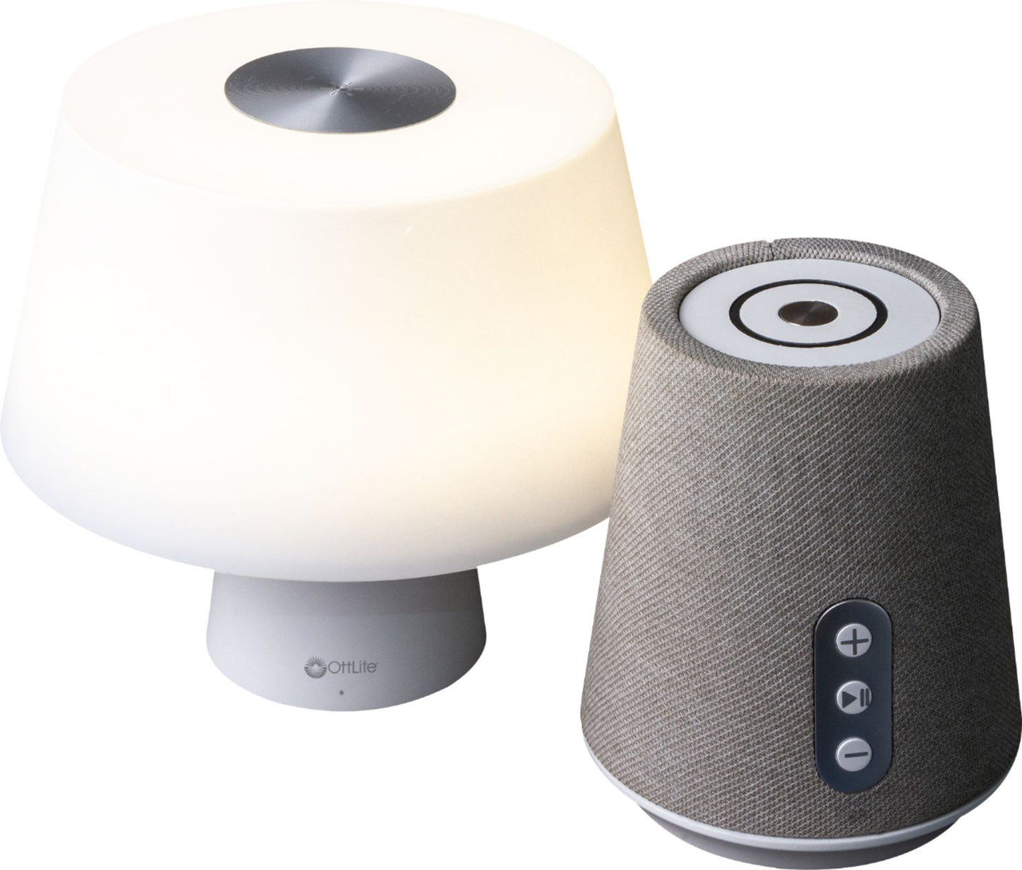 OttLite - Entertain LED Speaker Lamp - Gray and White