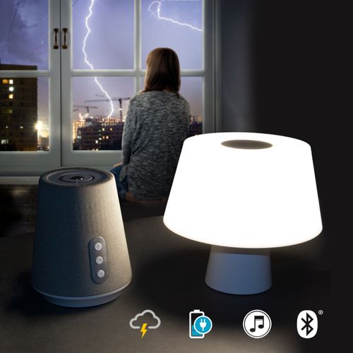 OttLite - Entertain LED Speaker Lamp - Gray and White