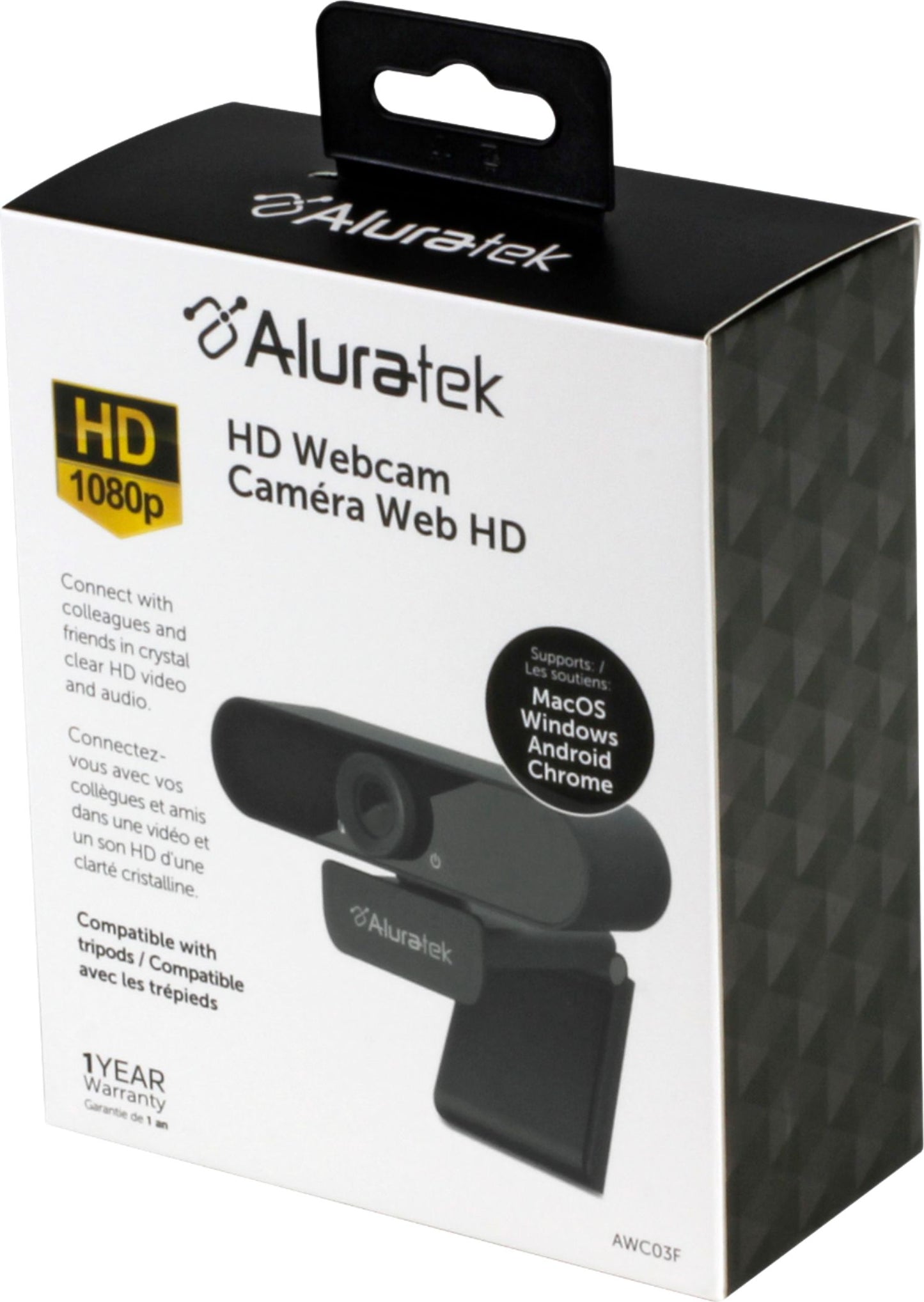 Aluratek - 1080 HD Webcam with Microphone - Black