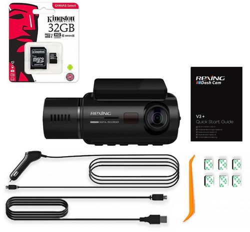 Rexing - V3 Plus Front and Cabin Dash Cam - Black