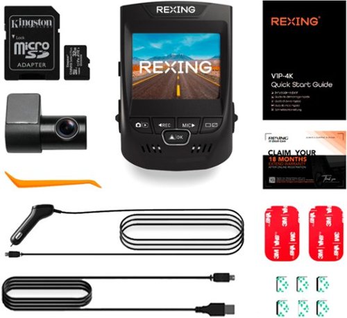 Rexing - V1P Plus 4K UHD Front and Rear Dash Cam with Wi-Fi - Black
