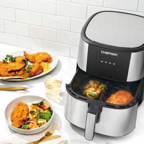 Chefman TurboFry Air Fryer, 8 Qt. Square Basket w/ Divider for Dual Cooking...