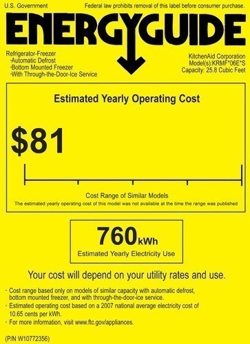 KitchenAid - 25.8 Cu. Ft. 5-Door French Door Refrigerator - Stainless steel