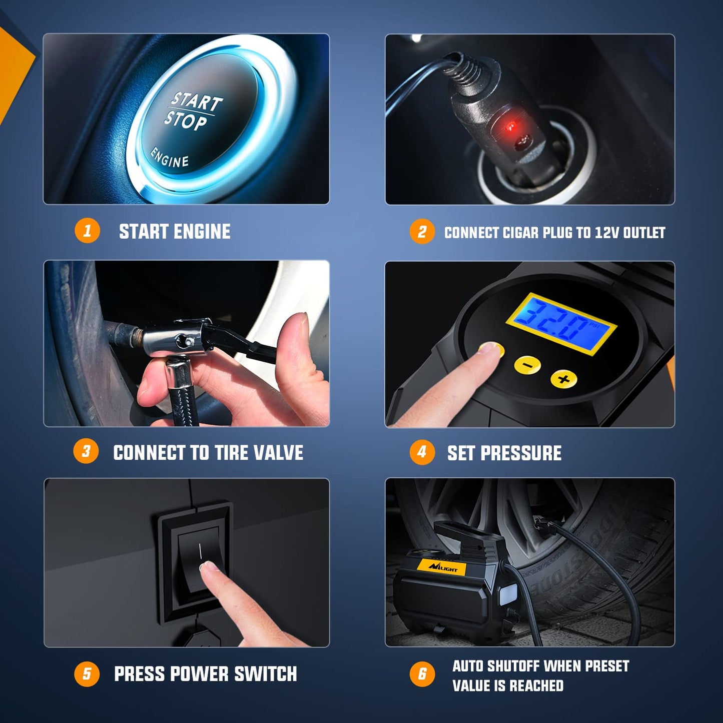 Nilight Tire Inflator Air Compressor Portable Pump