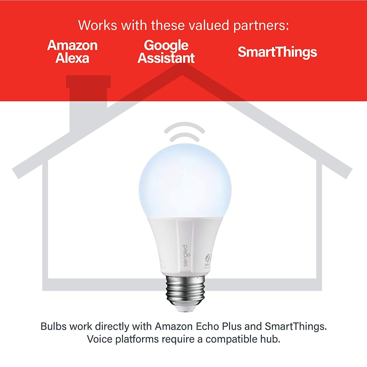 Sengled Smart LED Daylight A19 Bulb, Hub Required, 5000K 60W Equivalent,...