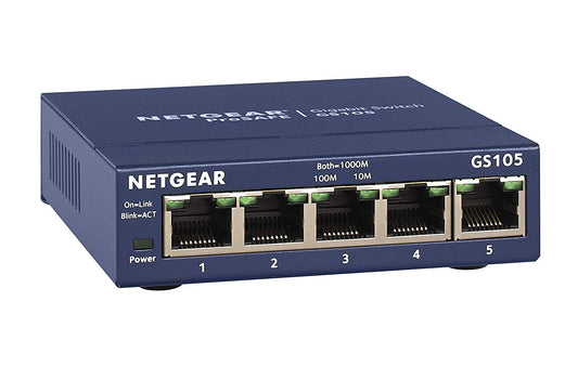 NETGEAR 5-Port Gigabit Ethernet Unmanaged Switch (GS105NA) - Desktop, and...