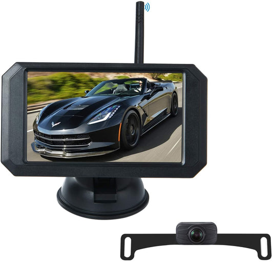 JUNHAOZ 720P HD Digital Wireless Backup Camera System 5inch license plate-cam